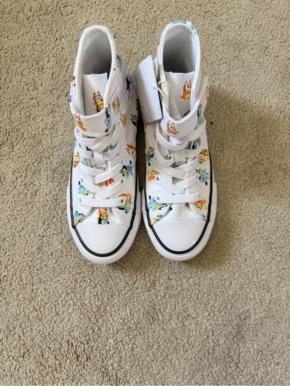 Converse Kids White High-Top Sneakers with Bluey Characters